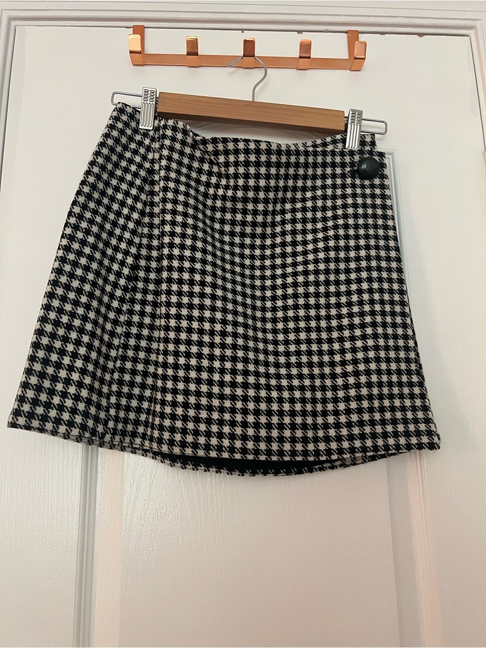 Sezane Black & White Houndstooth Mini Skirt